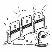 Safety barrier and assembly line concept as A safety barrier paired with an assembly line symbolizing the importance of physical barriers in maintaining safety in manufacturing pro Dynamics vector