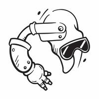 Safety goggles and robotic arm concept as Safety goggles paired with a robotic arm representing the emphasis on protective eyewear in automated manufacturing processes perfect for Dynamics vector
