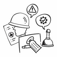 Safety inspector with hazard signs concept as A safety inspectors profile blended with hazard signs symbolizing the importance of safety inspections and hazard management in the pe Dynamics vector