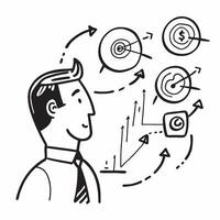 Sales director with quarterly targets concept as A sales directors profile blended with quarterly targets representing sales performance and company growth Ideal for corporate and Dynamics vector