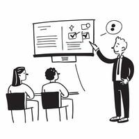 Sales director leading a hybrid training session concept as A sales director leading a hybrid training session with sales reps in the office and remote highlighting effective commu Dynamics vector
