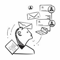 Sales manager with email leads concept as A sales managers profile blended with email leads symbolizing sales and communication through emails Perfect for business and sales ads Dynamics vector