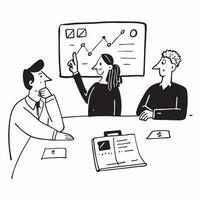 Sales manager presenting quarterly results in a hybrid meeting concept as A sales manager presenting quarterly results in a hybrid meeting with charts displayed in the office and s Dynamics vector