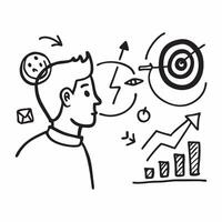 Sales manager with sales targets concept as A sales managers profile blended with sales targets symbolizing goals and achievements during a company open house Ideal for corporate Dynamics vector