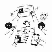Sales team collaborating on a lead generation strategy concept as A icon illustration of a sales team collaborating on a lead generation strategy using laptops and digital tools Dynamic Dynamics vector