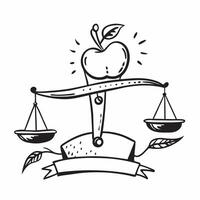 Scale and Apple with Balance Wording concept as A detailed illustration of a scale and an apple symbolizing balance and healthy living The word Balance is prominently displayed em Dynamics vector