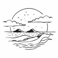 Sandy beach with gentle waves under a summer sky concept as A tranquil beach scene with gentle waves and a bright summer sky perfect for business presentations needing a serene and Dynamics vector