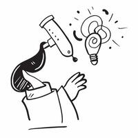 Scientists silhouette with a microscope concept as A scientists silhouette blended with a microscope representing hope and the pursuit of knowledge Ideal for scientific and resear Dynamics vector