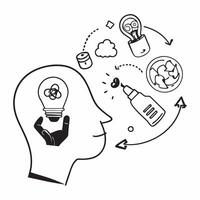 Scientist with recycling symbols concept as A scientists profile blended with recycling symbols symbolizing innovative recycling solutions and hope for environmental sustainability Dynamics vector