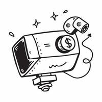 Security camera with dollar savings concept as A security camera blended with dollar savings imagery symbolizing the cost saving advantages of surveillance systems Ideal for corpo Dynamics vector
