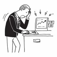 Senior manager looking at a failed big data project appearing devastated concept as A senior manager in a suit looking at a failed big data project report on his desk appearing dev Dynamics vector