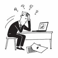Senior manager looking at a cybersecurity breach report appearing devastated concept as A senior manager in a suit looking at a cybersecurity breach report on his desk appearing de Dynamics vector