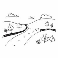 Simple flat illustration as Country road with autumn leaves concept as A scenic country road lined with autumn leaves providing a clean and serene background for business pr Dynamics vector