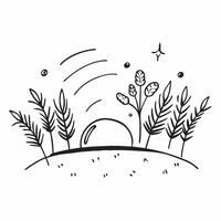 Simple flat illustration as Golden hour over a serene meadow with gentle hills concept as A tranquil scene of a meadow with gentle rolling hills bathed in the golden hour li Dynamics Set 7 vector