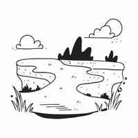 Simple flat illustration as Golden hour over a serene meadow with gentle hills concept as A tranquil scene of a meadow with gentle rolling hills bathed in the golden hour li Dynamics Set 10 vector