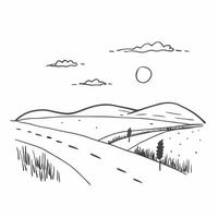 Simple flat illustration as Golden hour over a serene meadow with gentle hills concept as A tranquil scene of a meadow with gentle rolling hills bathed in the golden hour li Dynamics Set 21 vector