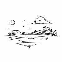 Simple flat illustration as Golden hour over a serene meadow with gentle hills concept as A tranquil scene of a meadow with gentle rolling hills bathed in the golden hour li Dynamics Set 22 vector