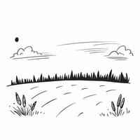 Simple flat illustration as Golden hour over a serene meadow with gentle hills concept as A tranquil scene of a meadow with gentle rolling hills bathed in the golden hour li Dynamics Set 11 vector