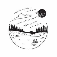 Simple flat illustration as Golden hour over a serene meadow with gentle hills concept as A tranquil scene of a meadow with gentle rolling hills bathed in the golden hour li Dynamics Set 17 vector