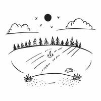 Simple flat illustration as Golden hour over a serene meadow with gentle hills concept as A tranquil scene of a meadow with gentle rolling hills bathed in the golden hour li Dynamics Set 15 vector