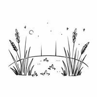 Simple flat illustration as Golden hour over a serene meadow with gentle hills concept as A tranquil scene of a meadow with gentle rolling hills bathed in the golden hour li Dynamics Set 34 vector