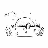 Simple flat illustration as Golden hour over a serene meadow with gentle hills concept as A tranquil scene of a meadow with gentle rolling hills bathed in the golden hour li Dynamics Set 12 vector