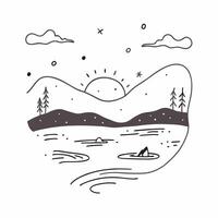 Simple flat illustration as Golden hour over a serene meadow with gentle hills concept as A tranquil scene of a meadow with gentle rolling hills bathed in the golden hour li Dynamics Set 31 vector