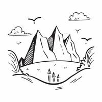 Simple flat illustration as Majestic mountain range under a clear summer sky concept as A stunning mountain range under a bright summer sky providing a clean and awe inspiri Dynamics vector