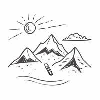 Simple flat illustration as Peaceful golden hour over a mountain range concept as A majestic mountain range bathed in the soft light of the golden hour ideal for business pr Dynamics vector