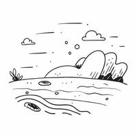 Simple flat illustration as Sandy beach with gentle waves under a summer sky concept as A tranquil beach scene with gentle waves and a bright summer sky perfect for business Dynamics vector
