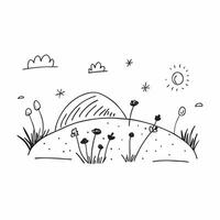 Simple flat illustration as Rolling green hills with golden sunlight concept as A scene featuring rolling green hills illuminated by the golden hour light creating a perfect Dynamics Set 2 vector