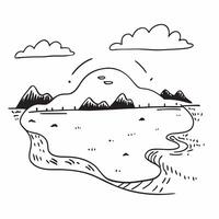Simple flat illustration as Summer meadow with rolling hills and clear sky concept as A picturesque summer meadow with rolling hills and a clear blue sky offering a clean an Dynamics vector