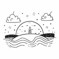 Simple flat illustration as Sunset glow over a tranquil beach with clear skies concept as A peaceful beach scene with the warm hues of sunset reflecting off the water ideal Dynamics Set 3 vector