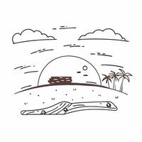 Simple flat illustration as Sunset glow over a tranquil beach with clear skies concept as A peaceful beach scene with the warm hues of sunset reflecting off the water ideal Dynamics vector