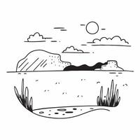 Simple flat illustration as Summer meadow with rolling hills and clear sky concept as A picturesque summer meadow with rolling hills and a clear blue sky offering a clean an Dynamics Set 2 vector