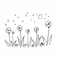 Simple flat illustration as Summer meadow with rolling hills and clear sky concept as A picturesque summer meadow with rolling hills and a clear blue sky offering a clean an Dynamics Set 6 vector