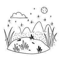 Simple flat illustration as Summer meadow with rolling hills and clear sky concept as A picturesque summer meadow with rolling hills and a clear blue sky offering a clean an Dynamics Set 10 vector