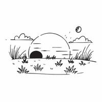 Simple flat illustration as Summer meadow with rolling hills and clear sky concept as A picturesque summer meadow with rolling hills and a clear blue sky offering a clean an Dynamics Set 11 vector