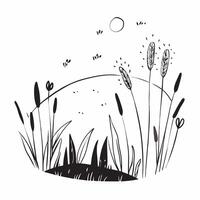 Simple flat illustration as Summer meadow with rolling hills and clear sky concept as A picturesque summer meadow with rolling hills and a clear blue sky offering a clean an Dynamics Set 7 vector