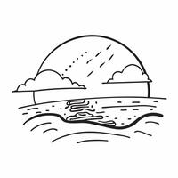 Simple flat illustration as Sunset glow over a tranquil beach with clear skies concept as A peaceful beach scene with the warm hues of sunset reflecting off the water ideal Dynamics Set 4 vector