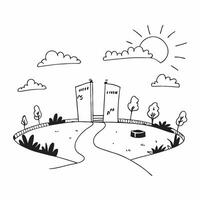 Simple flat illustration as Sunrise over a tranquil park concept as A serene park with the first light of sunrise capturing the essence of new beginnings and hard work perfe Dynamics Set 3 vector