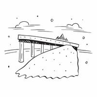 Snow covered bridge over a frozen river concept as A picturesque snow covered bridge spanning a frozen river under a clear winter sky ideal for business presentations needing a cle Dynamics vector
