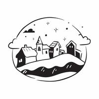Snow covered village under a clear winter sky concept as A quaint snow covered village under a bright winter sky offering a clean and peaceful background for business presentations Dynamics vector