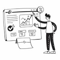 Social media manager tracking ROI of digital marketing campaigns concept as A social media manager in an office tracking the ROI of digital marketing campaigns on a computer highli Dynamics vector