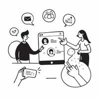 Social media marketer engaging with followers on a smartphone concept as A social media marketer in an office engaging with followers on a smartphone highlighting real time interac Dynamics vector