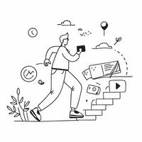 Social media manager taking a walk in nature concept as A social media manager taking a walk in nature highlighting the importance of relaxation and mental clarity for creative thi Dynamics vector