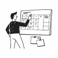 Social media strategist planning a content calendar concept as A social media strategist in a creative office planning a content calendar on a whiteboard highlighting strategic con Dynamics vector