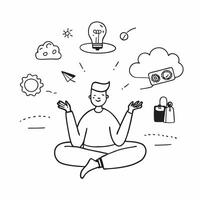 Social media strategist meditating in a quiet park concept as A social media strategist meditating in a quiet park symbolizing a calm mind and innovative thinking in Photo Stock C Dynamics vector