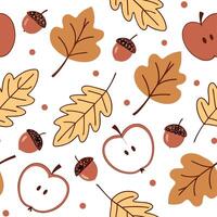 Soft autumn harvest seamless pattern with apples leaves and acorns for a cozy fall inspired aesthetic concept as Cozy autumn harvest pattern with apples leaves and acorns for a sof Dynamics vector