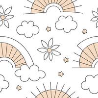Soft spring sunshine seamless pattern with pastel colors and gentle rays for soothing serene backgrounds concept as Serene spring sunshine pattern with pastel colors and gentle ray Dynamics Set 2 vector